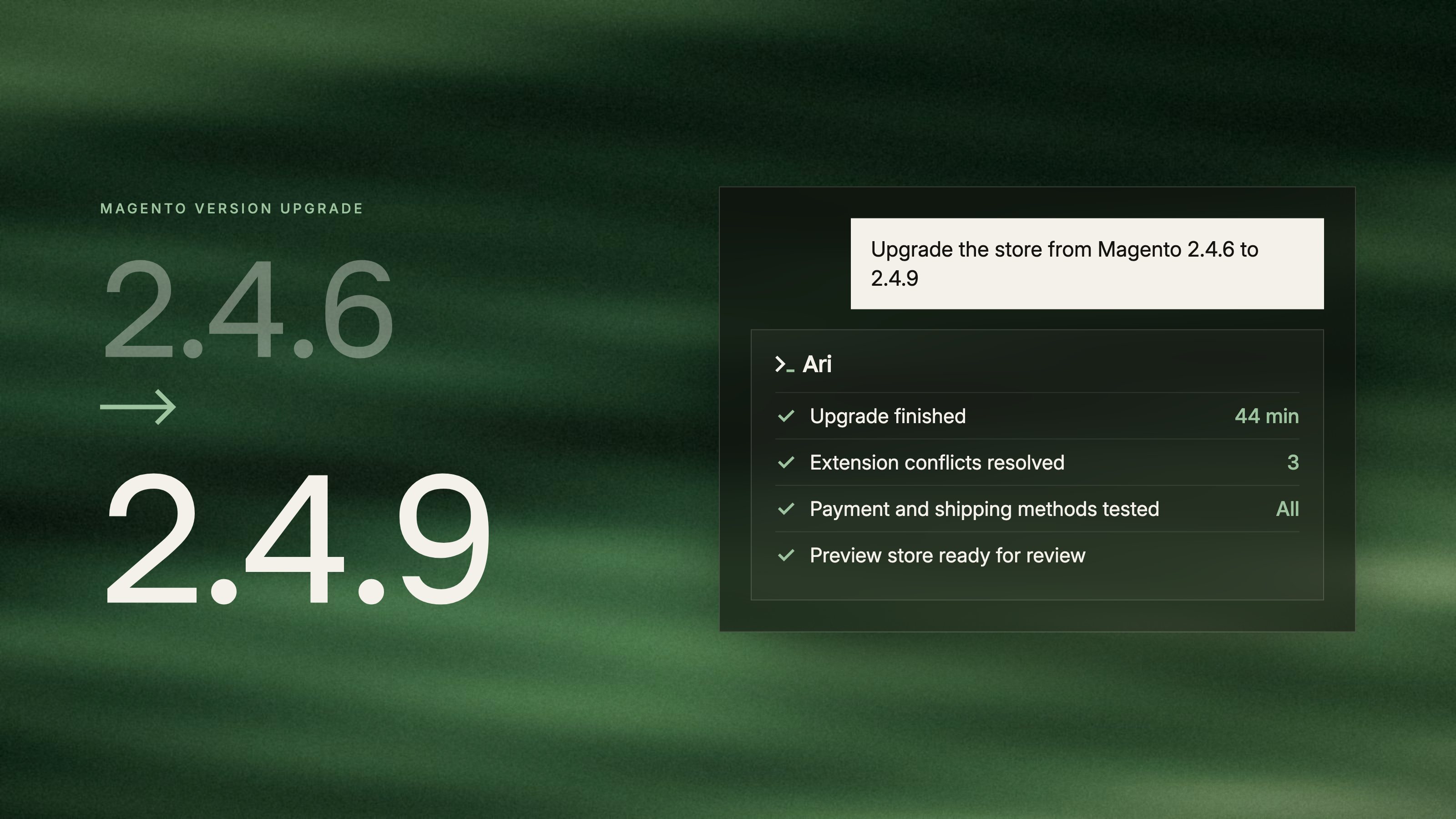 Ari upgrading a Magento store from 2.4.6 to 2.4.9