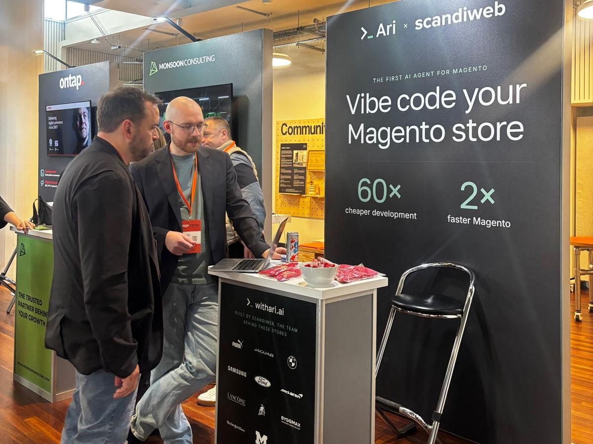 Kristaps Gailitis and Ben Marks at the Ari stand