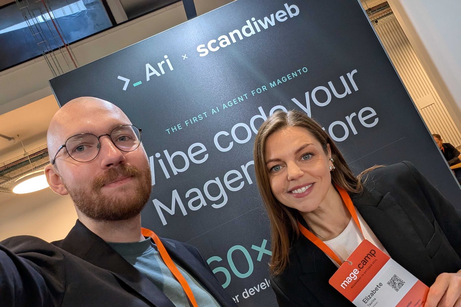 Kristaps Gailitis and Elizabete Taurina at the Ari stand