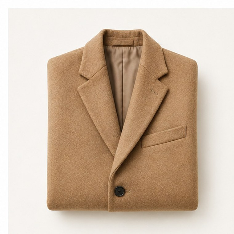 Camel wool coat, full